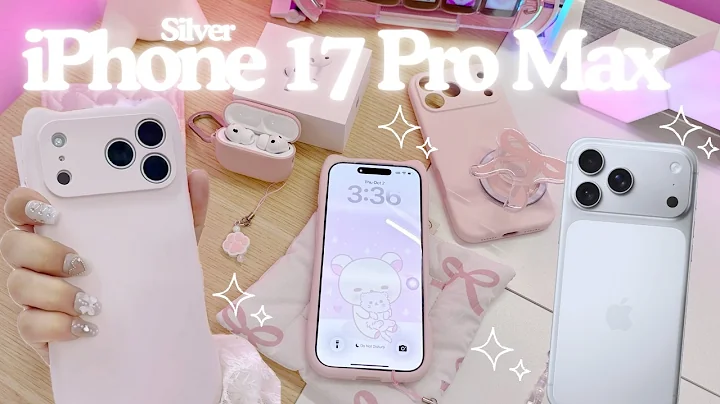 iPhone 17 pro max silver unboxing 🎀 ios26, new aesthetic accessories ✨
