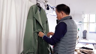 Процесс изготовления длинного пальто. завод в Корее