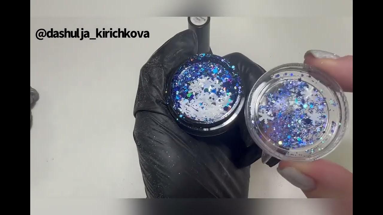 Молочный градиент с блестками/ блестки у кутикулы/ маникюр на себе ...