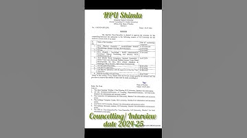 HPU Shimla councelling Interview date 2024-25 #hpu #coun