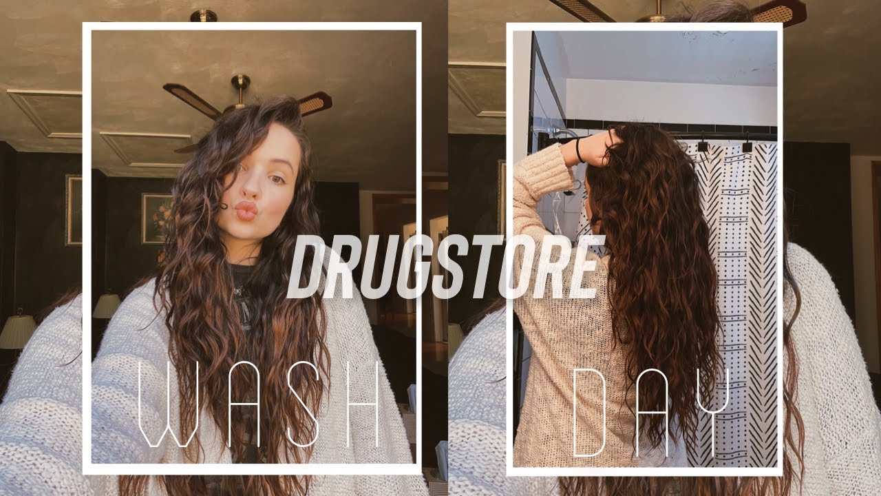 DRUGSTORE WAVY HAIR WASHDAY for defined frizz free hair