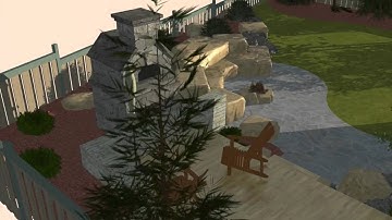 3D SketchUp Video (3)  | Maintenance Free Landscape & Fire pit/Patio - SOLKOR