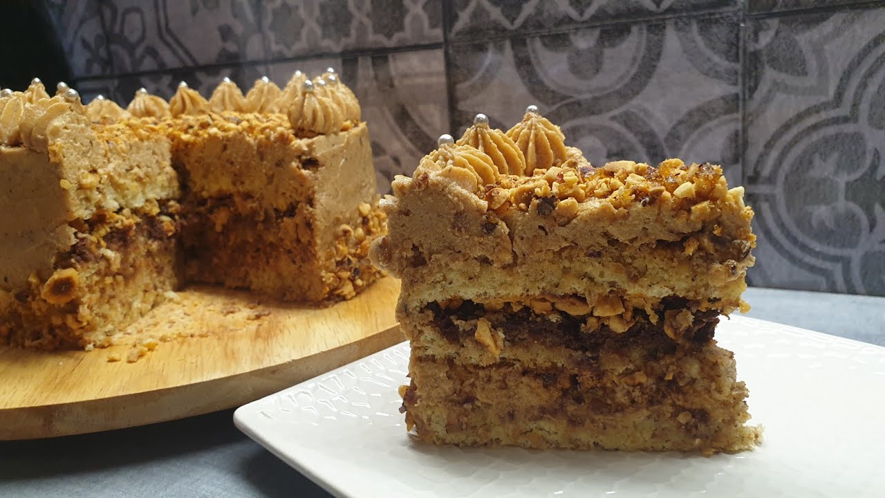 كيكة بوفريوة فاخرة للمناسبات و الإحتفالات بطريقة سهلة و مبسطة gâteau noisette