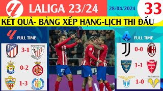 KẾT QUẢ, BẢNG XẾP HẠNG VÒNG 33 LALIGA 23/24 .VÒNG 34 SERIE A 23/24 / TIN BÓNG ĐÁ