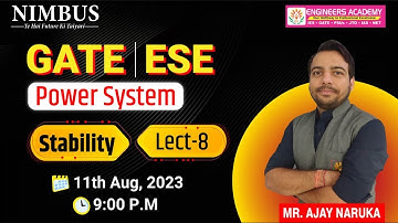 Power System for GATE 2024-25 & ESE (EE) 🔴 Live Class | GATE Free Online Classes | Stability | L-8