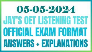 OET LISTENING TEST 05.05.2024 #oet #oetexam #oetnursing #oetlisteningtest