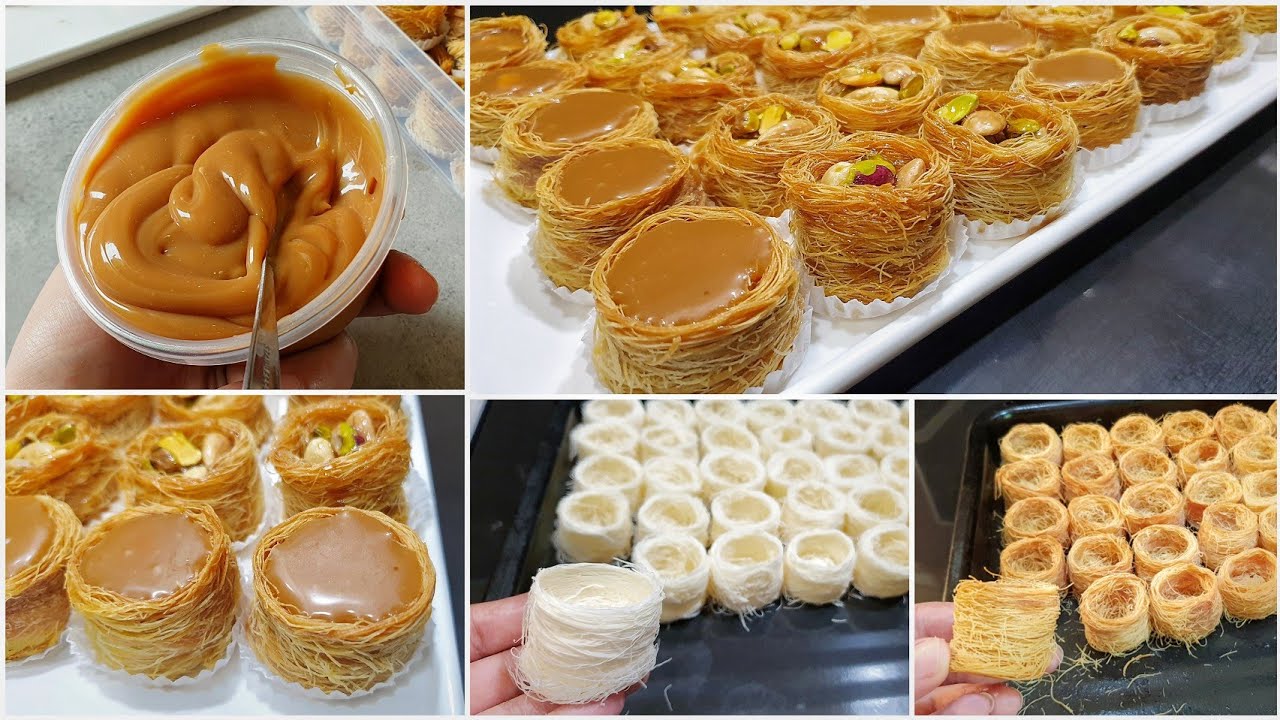 عش البلبل بحشوة الكراميل طريقة سهلة وحترافية حلويات العيد 2022💥