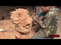 Выпиливание фигуры льва из дерева бензопилой китайские умельцы