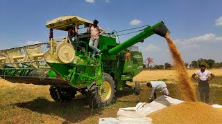 गेहूं की फसल हार्वेस्टर मशीन से कटिंग। harvester machine dilip 930. / dhakad farming