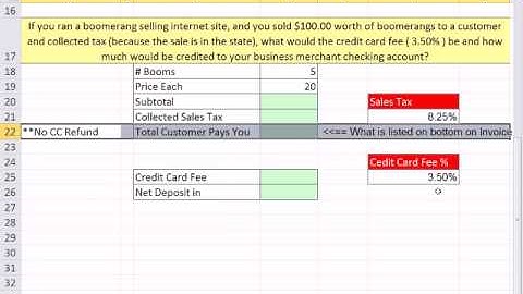 Excel 2010 Business Math 41: Calculating Credit Card Fees