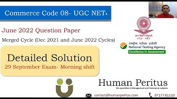 Detailed Solution- UGC NET Commerce Code 08 - June 2022 exam