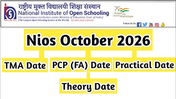 Nios October 2026 PCP Practical Theory Date | Task Is Helping (NIOS) #nios #tma #april #exam #theory