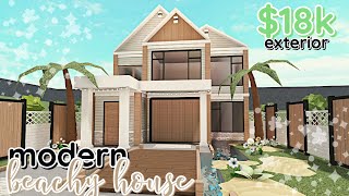 Cheap Beachy Modern Bloxburg House Build: Exterior *WITH VOICE*