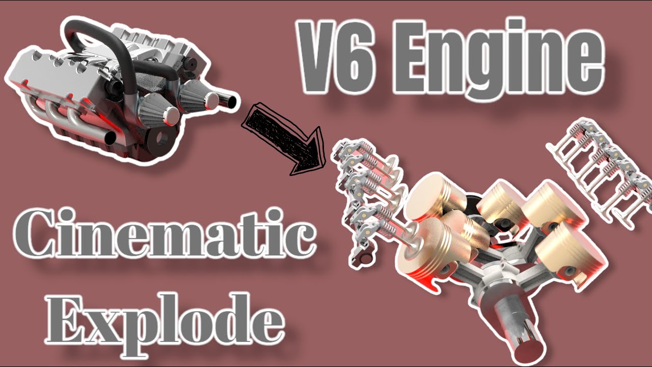 V6 Engine Cinematic Exploding - Art of Render - SolidWorks - Keyhot ...