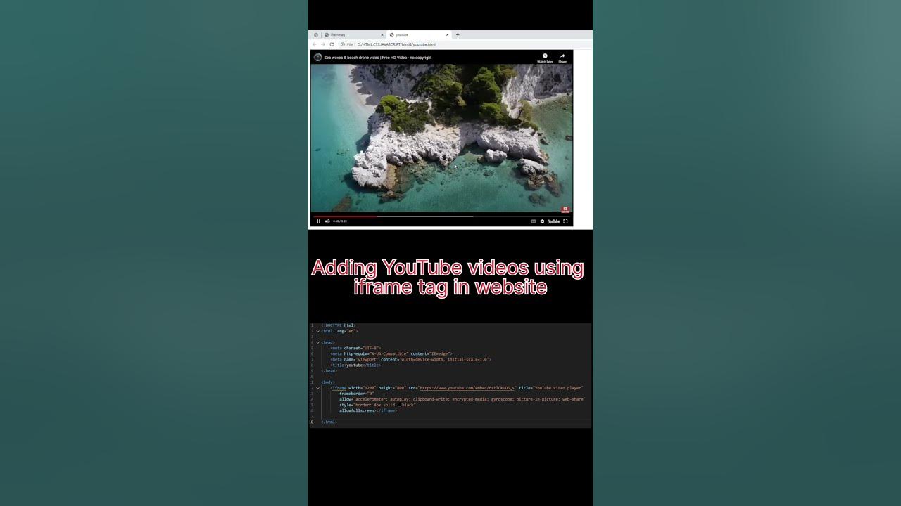 How to embed YouTube videos using iframe tag in websites | iframe tag ...