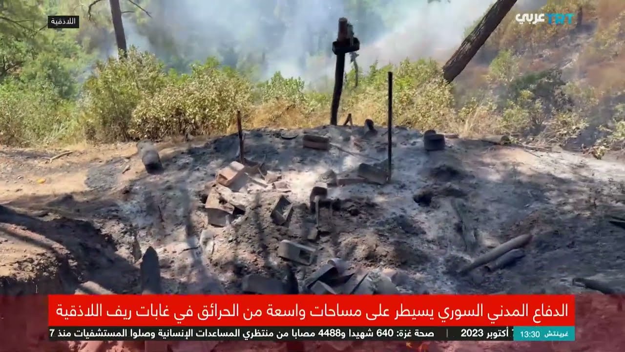 الدفاع المدني السوري يسيطر على مساحات واسعة من الحرائق في غابات ريف اللاذقية