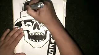 How to draw a Gangsta Skull  -  How to draw a cholo skull