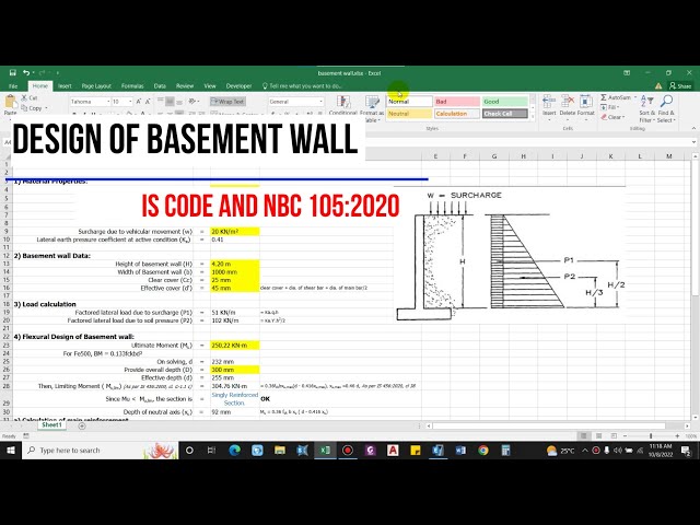 Concrete Basement Wall Design Spreadsheet 1 Civilweb Spreadsheets