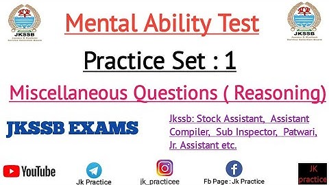 Practice Set 1| mental ability test| Reasoning JKSSB EXAMS| all Exams Jkssb @Jkpractice