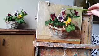 Анютины Глазки. Живопись Маслом. Этюд Для Начинающих