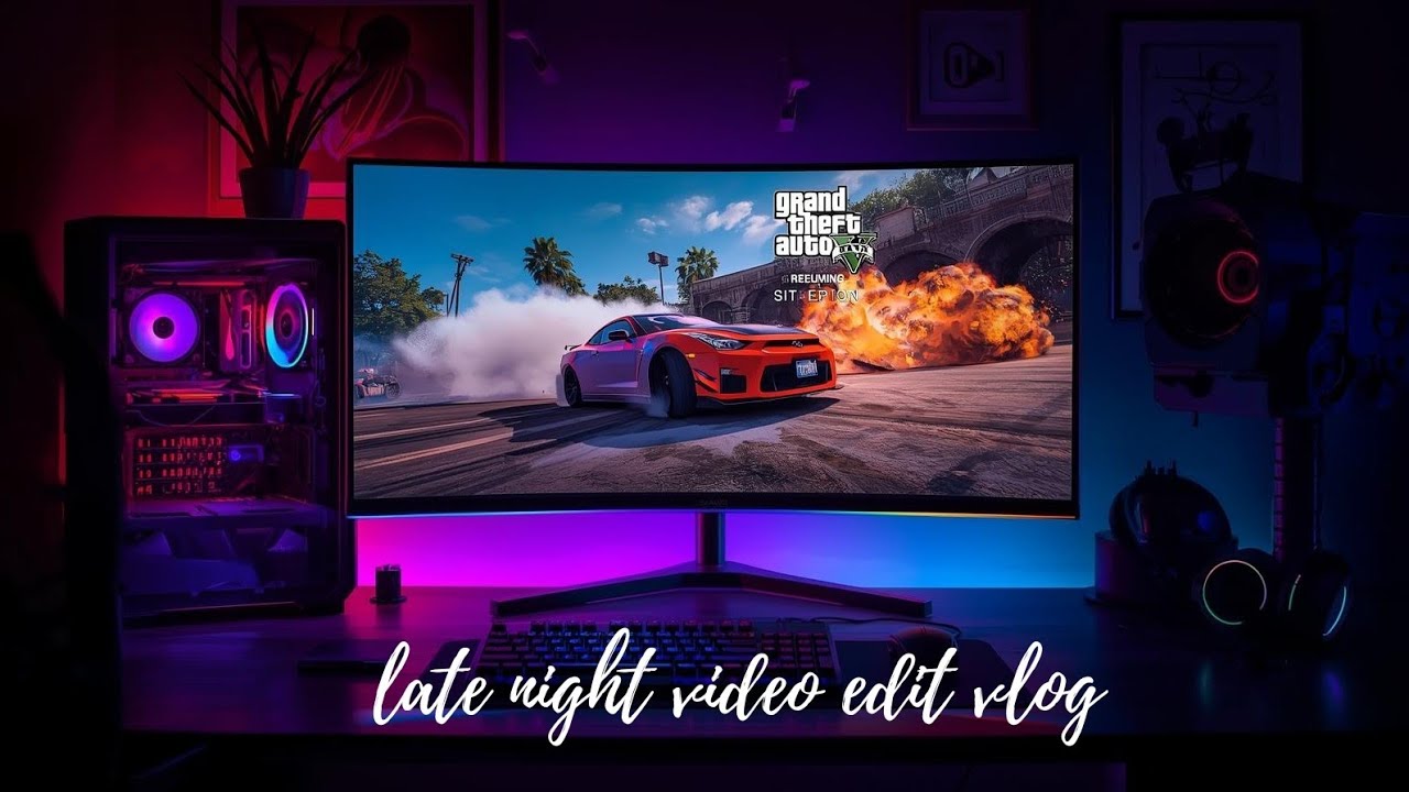 Late night editing video in my setup vlog😁✌🏻