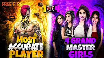 4 Grandmaster Girls Call Me Noob And Kick Me 🥺|| Ajao Custom Me 1 vs 4 😈😡