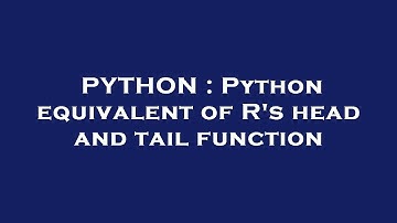 PYTHON : Python equivalent of R