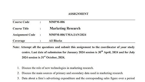 IGNOU MMPM - 006 Solved Assignment Jan 2024 | July 2024 | PDF | MBA | Marketing Research