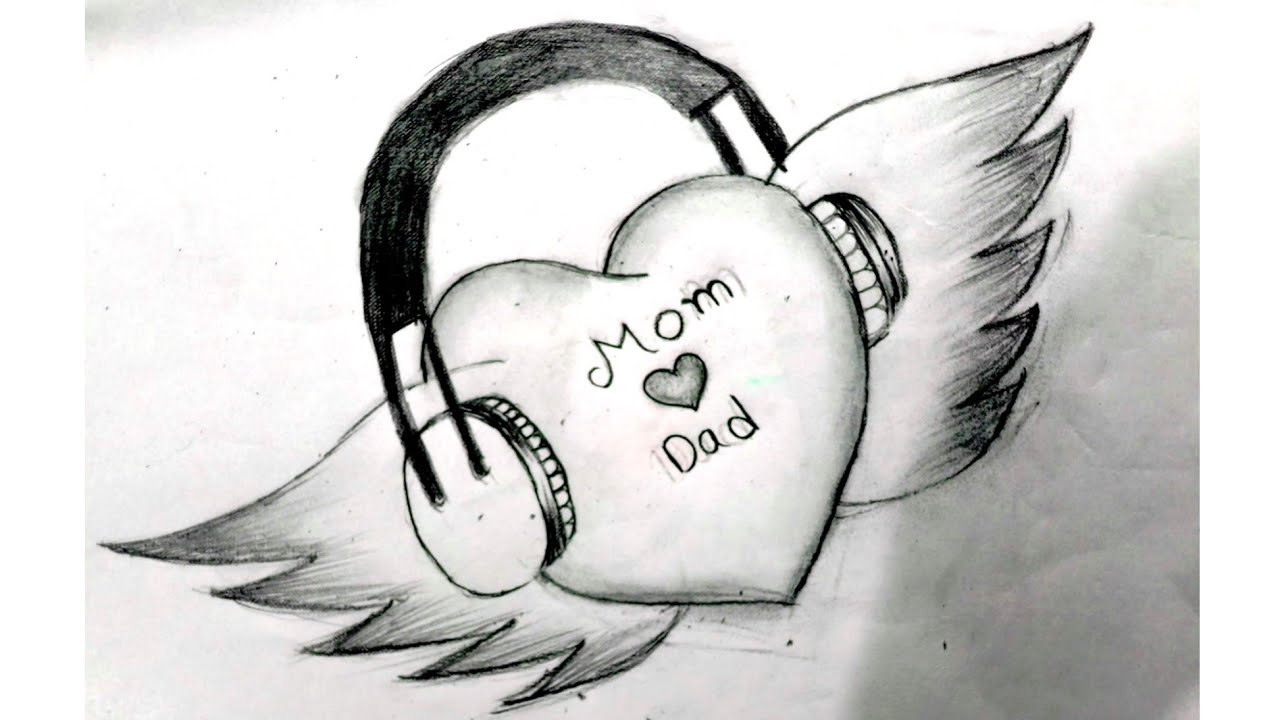 Flying Heart mom ️ dad , pencil Drawing, || tattoo designs ...
