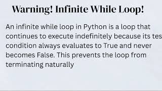 While loop/ infinite loop