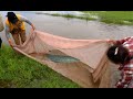 Awesome Three Women Catch A Lot Of Fish Using The Net
