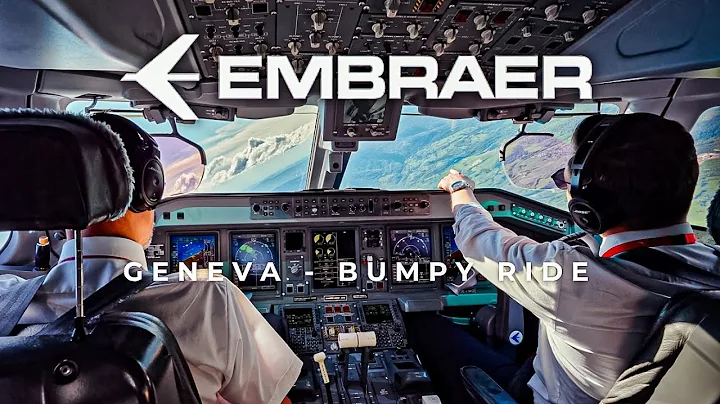 GENEVA | EMBRAER 195 COCKPIT LANDING - BUMPY RIDE