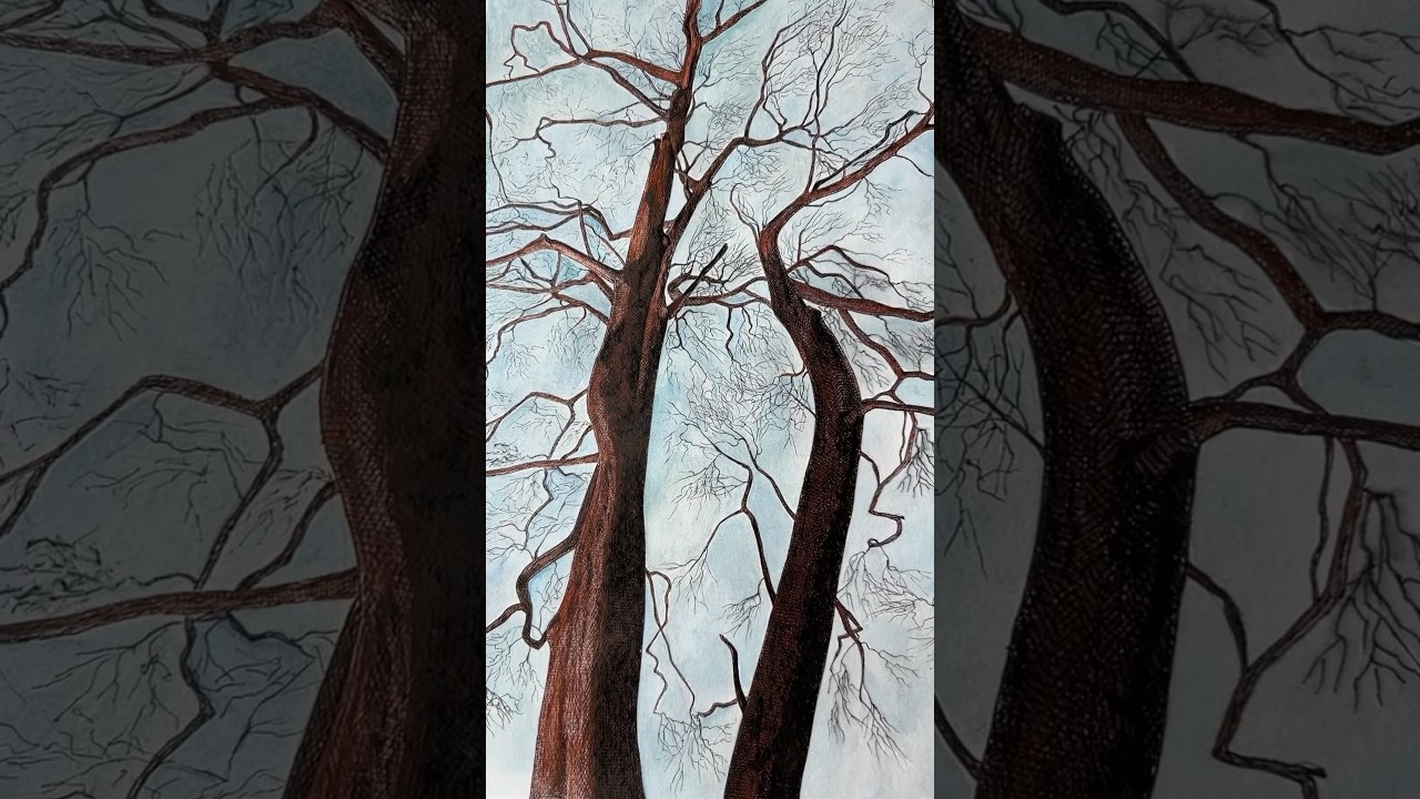 Revealing my ink and watercolor artwork: “Red Trees” ✍🏼 