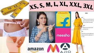 Meaning of XS ,S, M, L, XL on garments cloths