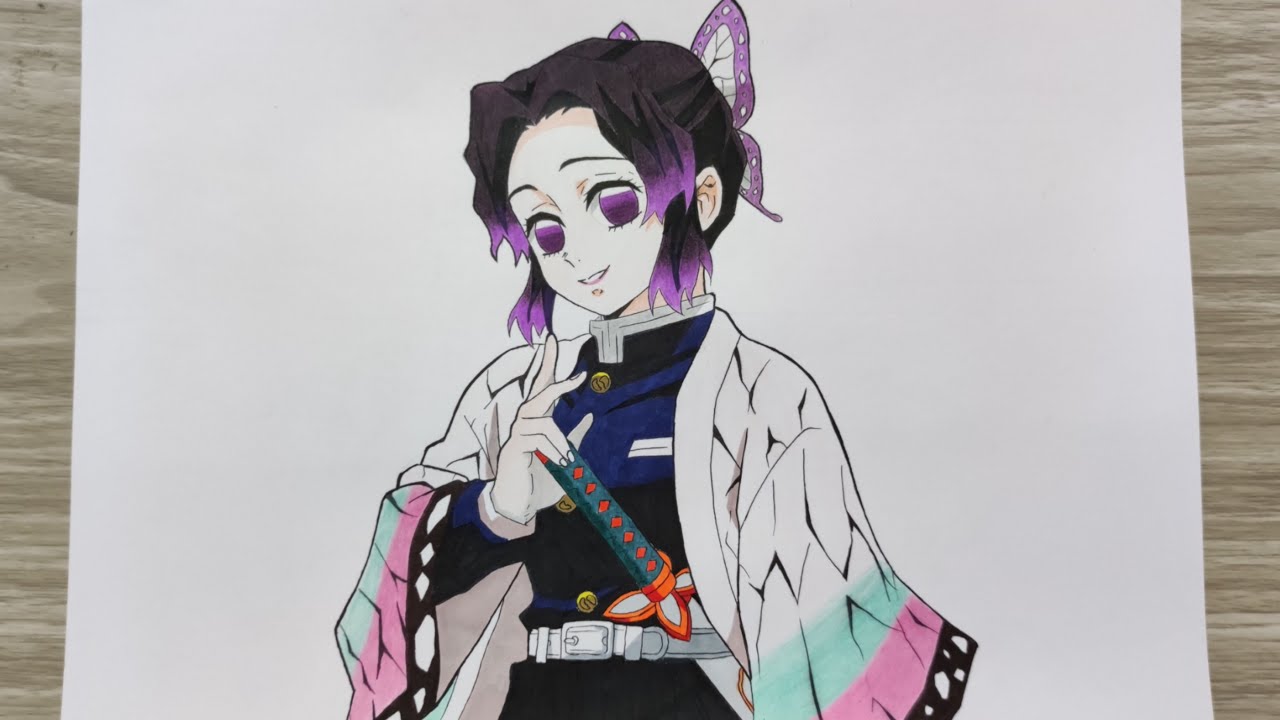 How to draw Kochou Shinobu from Kimetsu no yaiba  YouTube