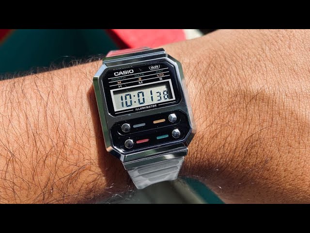 Casio Digitaluhr Armbanduhr Vintage A100WEL-1AEF Lederband