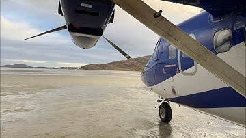 Loganair Twin Otter Barra Beach Approach, Landing, and takeoff