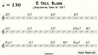 D Jazz Blues Backing Track For Piano & Guitar (Accelerating Tempo 80-200) Swing Style