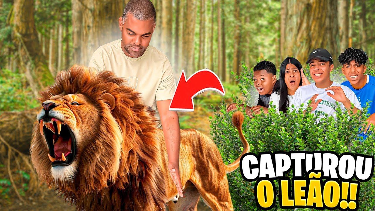 😱CAPTUROU UM LEÃO FEROZ😬 “Estevão, Gabriel e toda família ficaram com medo”😂😅
