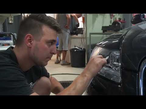 Audi A6 C6 установка BiLed линз Optima Premium Bi-LED LENS Expression Series 3.0"