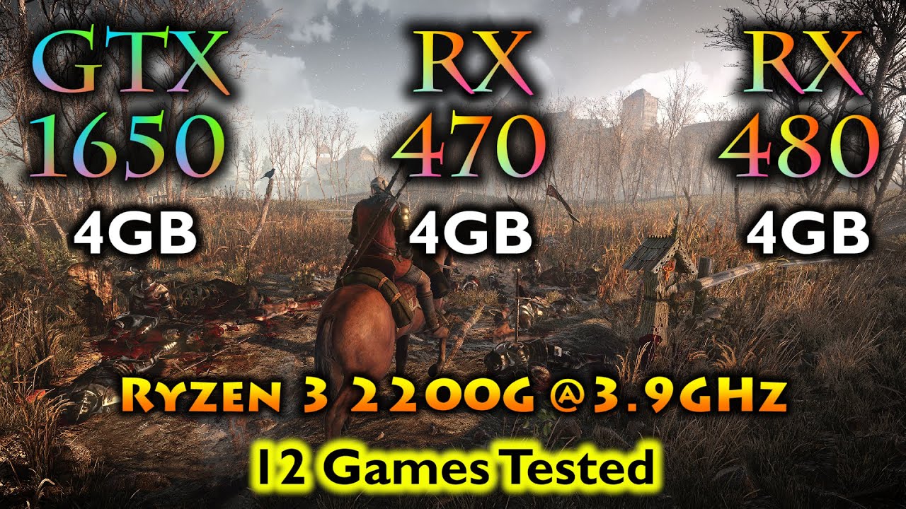 GTX 1650 vs RX 470 vs RX 480 | Ryzen 3 2200G @3.9GHz | Tested in 12 Games  in 1080p 1440p 4K - YouTube