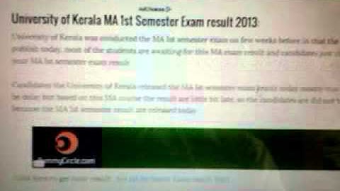 University of Kerala MA 1st Semester Exam Result 2013