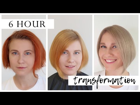 6 hour transformation | FROM RED TO BLONDE HAIR | Subrina Professional