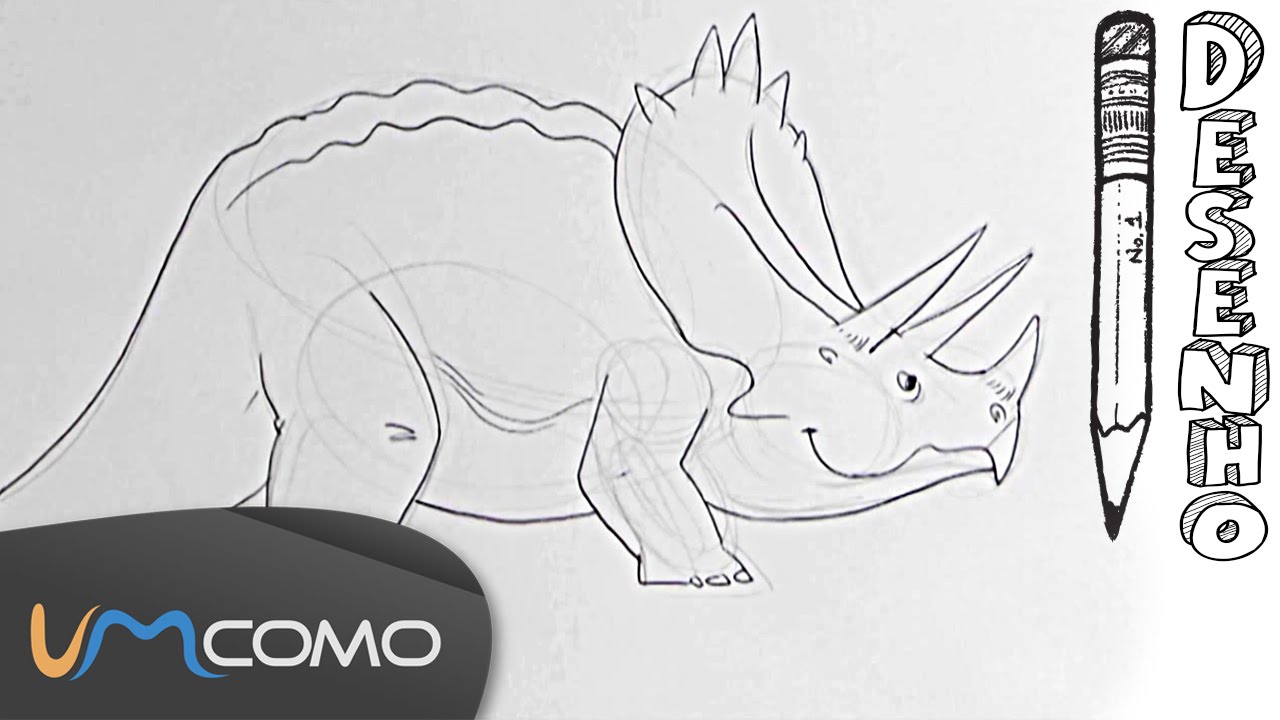 Como desenhar um Triceratops - Guias de desenho fáceis passo a