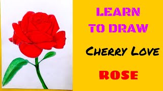 Cherry love rose drawing easy simple rose drawing rose flower drawing for beginners very easy