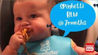 Baby First Spaghetti Meal (BLW) @ 7months Old by PlayLittleMisters 1,439 views 2 years ago 1 minute, 23 seconds