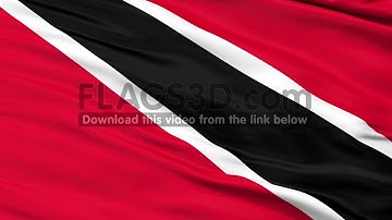 Close Up Waving National Flag of Trinidad and Tobago