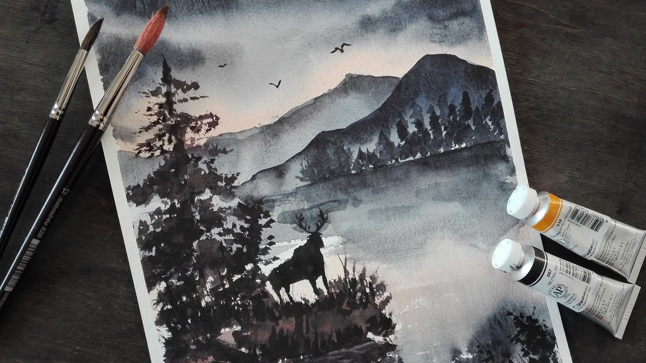 [ASMR] Watercolor Painting with layered nature sound (No talking) - "After the Rain"