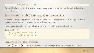 Efficiently Aggregate Dictionary Values in Python with Dictionary Comprehension
