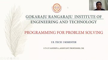 PPS U1 L1  INTRODUCTION  TO PROGRAMMING FOR PROBLEM SOLVING STGY